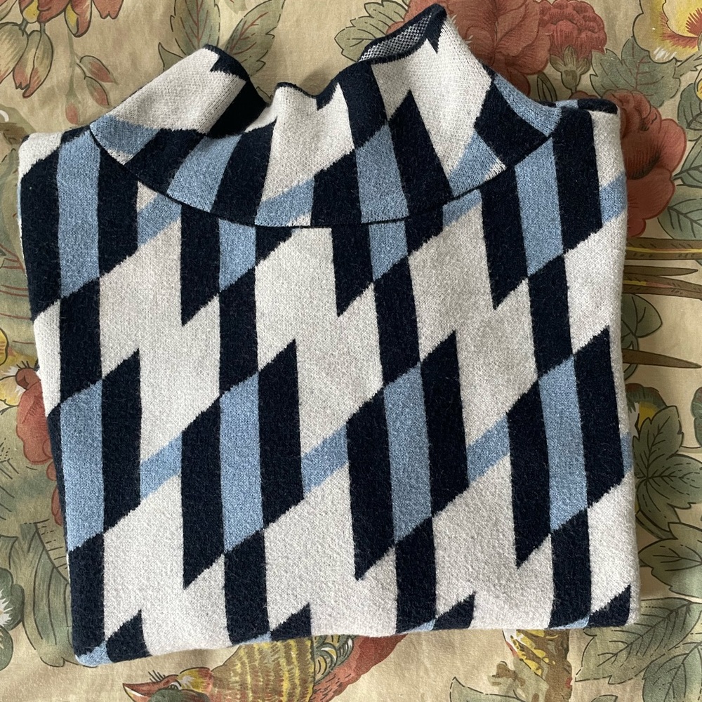 Anthropologie Maeve Boxy Mock Turtleneck Sweater in Ice Blue